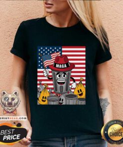 Pretty Proud Maga Garbage Trump Supporter Trash Can Cartoon V-neck