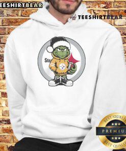Cozy Grinch hug ball hoodie for Pittsburgh Steelers fans, perfect for Christmas festivities and holiday cheer.