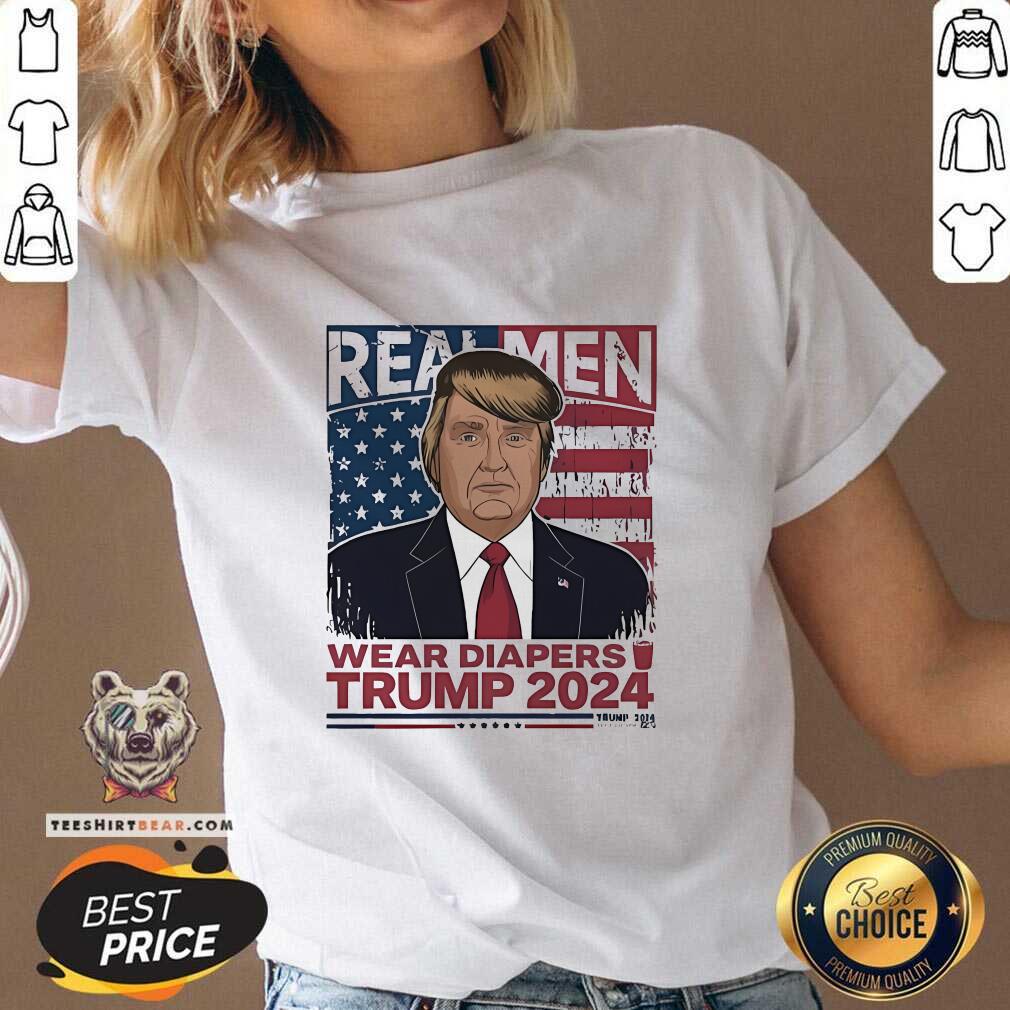 Top Donald John Trump Real Men Wear Diapers 2024 V-neck