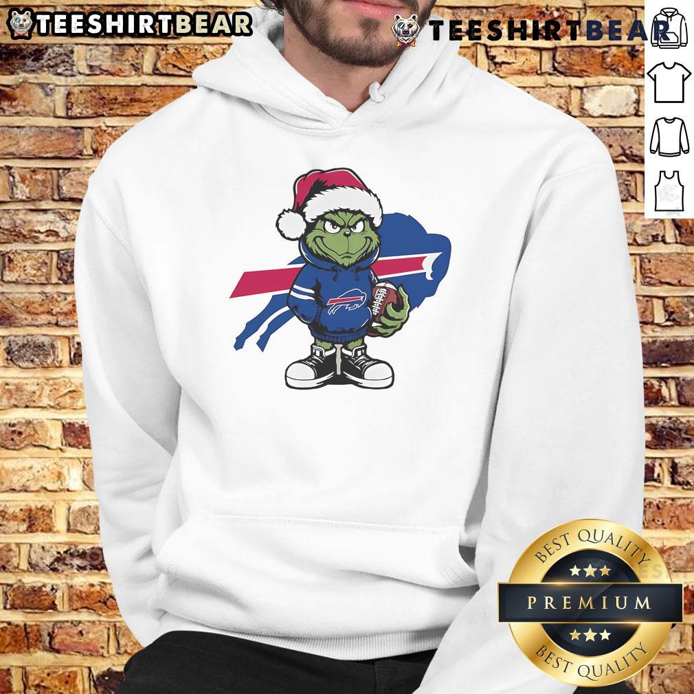 Cozy Top Grinch Hug Ball Buffalo Bills Christmas Hoodie perfect for festive NFL fans celebrating the holiday season.