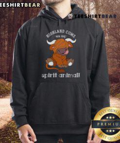 Cozy 'Top Highland Cows Are My Spirit Animal' hoodie featuring a Scottish Highland cow design, perfect for animal lovers.