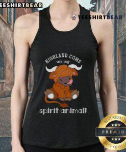 Scottish Highland Cow tank top design featuring adorable Highland cows, perfect for animal lovers and spirit animal fans.