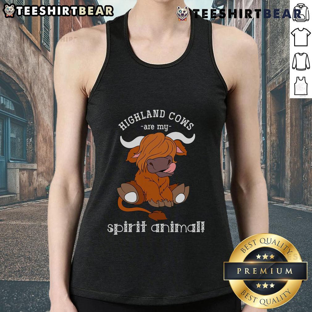 Scottish Highland Cow tank top design featuring adorable Highland cows, perfect for animal lovers and spirit animal fans.