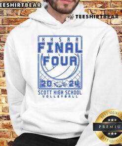 Top Scott High School Volleyball 2024 hoodie in navy blue with school logo, perfect for fans and players.