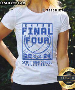 Top Scott High School Volleyball 2024 ladies tee featuring team colors and logo, perfect for fans and players.