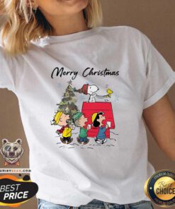 Top Snoopy And Friends Merry Christmas V-neck