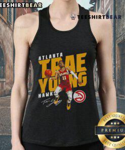 Top Trae Young Atlanta Hawks Slant Basketball Signature Tank Top featuring vibrant team colors and stylish design.