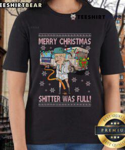 Alt Text: Top Trump Merry Christmas Shitter Was Full Ladies Tee featuring a humorous holiday design perfect for festive gatherings.