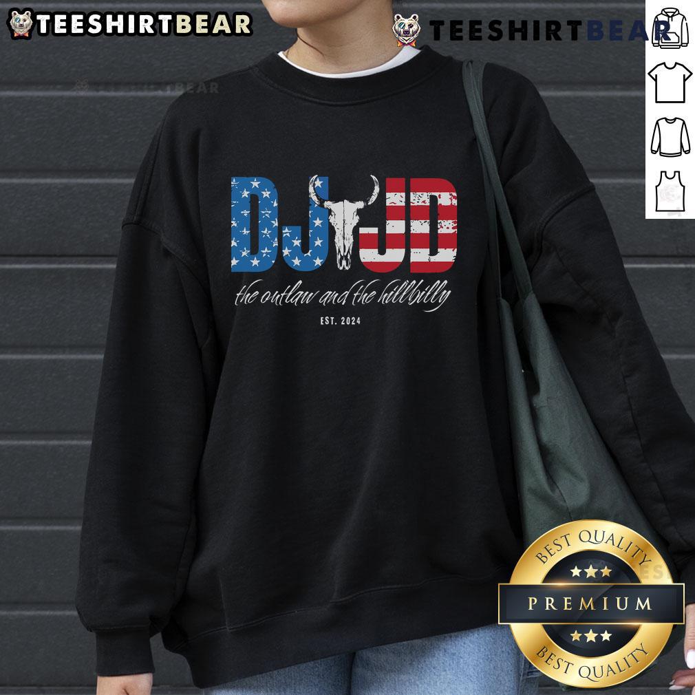 Top Trump Outlaw and Hillbilly 2024 Election sweatshirt showcasing conservative Republican pride and style.