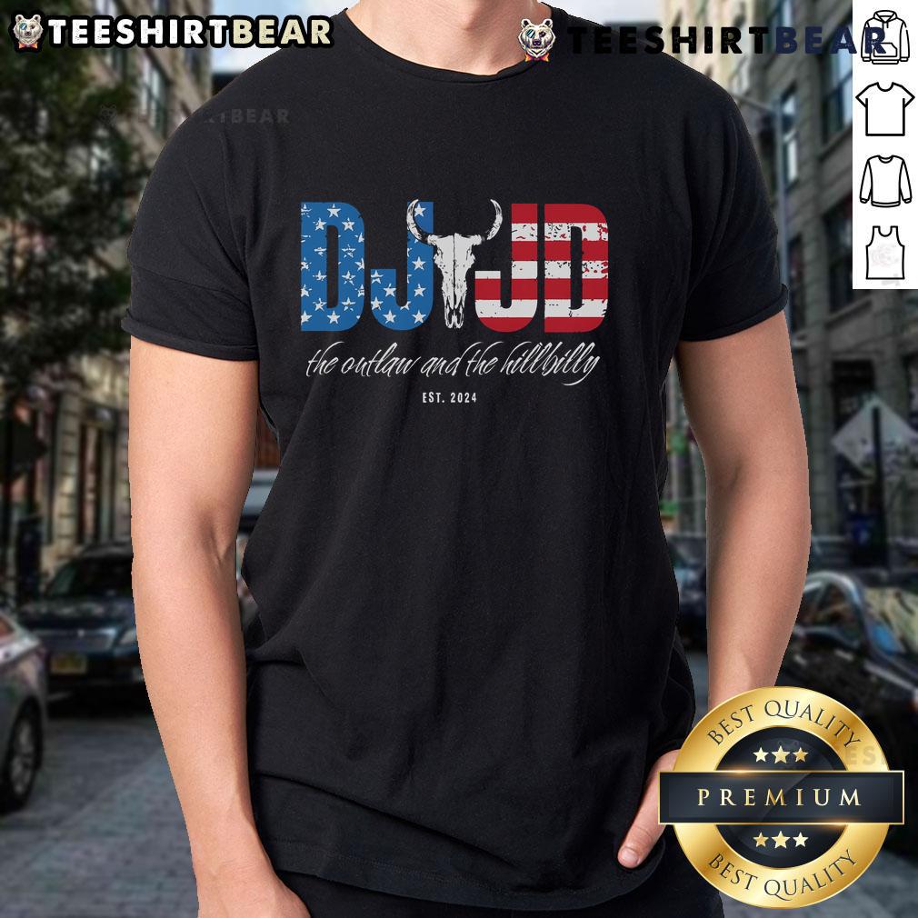 Alt Text: Top Trump Outlaw and Hillbilly 2024 Election T-Shirt for Conservative Republicans