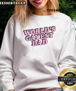 Top Worlds Gayest Dad Sweatshirt in vibrant colors, perfect for proud dads celebrating LGBTQ+ pride.
