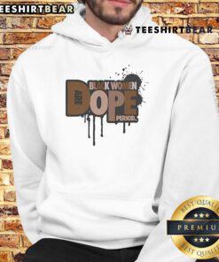 Alt Text: Black woman wearing a Dope Period hoodie featuring Zaynah Bear design, showcasing stylish streetwear fashion.