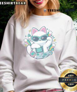 Awesome 90s cute cat sweatshirt featuring vibrant colors and playful cat graphics, perfect for retro fashion lovers.