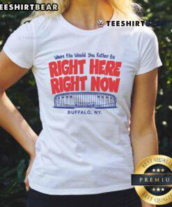 Buffalo Ladies Tee featuring 'Awesome Right Here Right Now' design, perfect for stylish and comfortable casual wear.