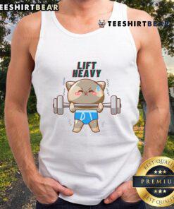 Alt Text: Cute cat powerlifting in a heavy tank top, showcasing strength and charm in an adorable fitness-themed scene.