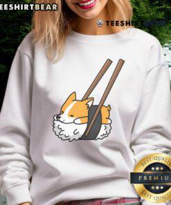 Cute Corgi sushi dog sweatshirt featuring an adorable corgi graphic, perfect for pet lovers and cozy fashion.