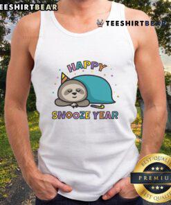 Cute happy sloth in a tank top celebrating the new year, perfect for sloth lovers and festive apparel.