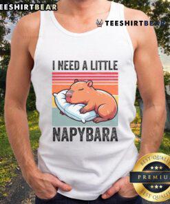 Cute capybara sleeping on a cozy tank top, perfect for nap lovers who adore adorable animals.