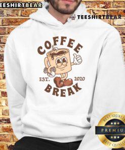 Cute Retro Coffee Break Est 2020 Cartoon Hoodie featuring vibrant colors and playful design for cozy comfort.