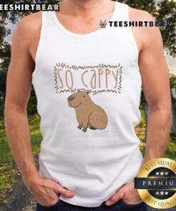 Model wearing a Cute So Cappy tank top, showcasing a trendy design perfect for summer casual outfits.