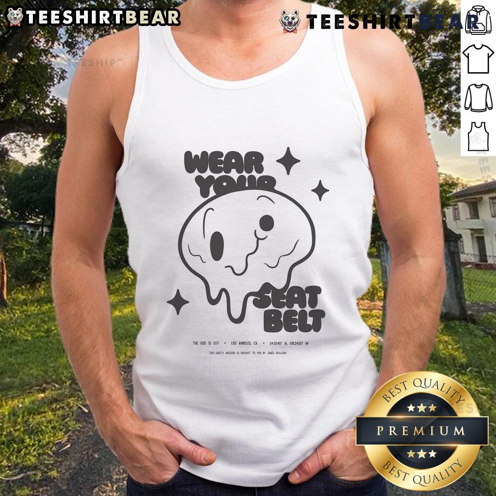 Adorable 'Wear Your Seatbelt' tank top featuring a playful design, perfect for casual summer outings and safety awareness.