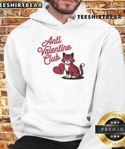 Funny Anti-Valentine Club hoodie featuring a lonely cat, perfect for cat lovers and those embracing single life.