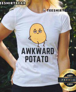 Funny awkward potato graphic on a kawaii ladies tee, perfect for quirky fashion lovers and potato enthusiasts.