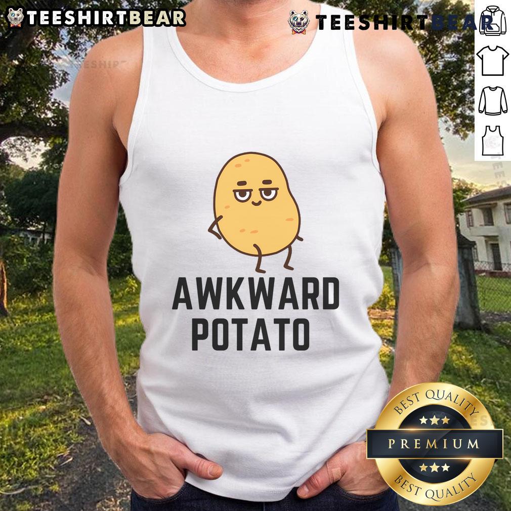 Funny awkward kawaii potato tank top featuring a cute potato graphic, perfect for casual and quirky fashion lovers.