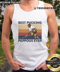 Funny best pucking pappous ever tank top featuring a humorous hockey grandpa saying, perfect for hockey fans.