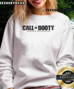 Funny Call of Booty Modern Whorefare sweatshirt featuring playful gaming graphics and vibrant colors.