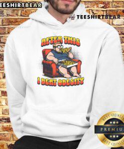 Alt Text: Funny Eat Pizza and Beat Obesity Hoodie featuring a humorous design promoting healthy living and pizza enjoyment.