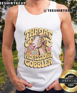 Person wearing a Funny Embarrassing Throat Goat tank top, showcasing humor in an inappropriate yet playful design.