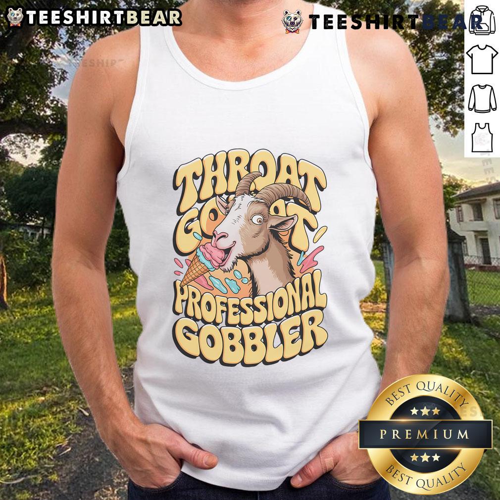 Person wearing a Funny Embarrassing Throat Goat tank top, showcasing humor in an inappropriate yet playful design.