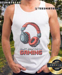 Funny gamer graphic on a tank top featuring a video gaming headset, perfect for gaming enthusiasts and casual wear.