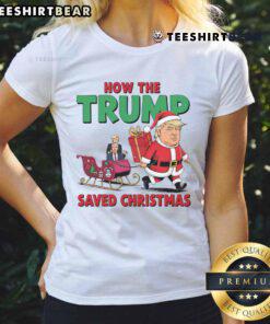 Funny Trump Christmas ladies tee featuring a humorous design that celebrates the holiday spirit with a political twist.