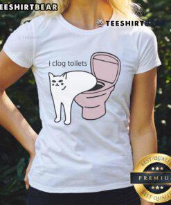 Funny I Clog Toilets Ladies Tee featuring humorous toilet-themed graphic on a women's t-shirt for laughter and style.