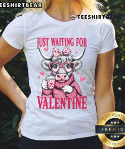 Alt Text: Cute cow couple graphic on a ladies tee, perfect for Valentine's Day humor and gifts. Funny and adorable design!