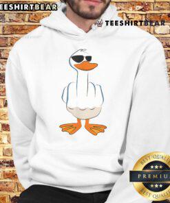 Funny middle finger rude duck hoodie with 'I don't give a duck' slogan, perfect for humor-loving fashion enthusiasts.
