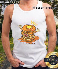 Funny stack of pancakes in cute kawaii style on a tank top, perfect for pancake lovers and pajama enthusiasts.