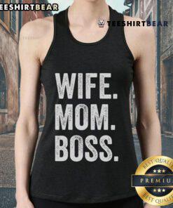 Funny Wife Mom Boss Mother's Day tank top featuring playful text design, perfect gift for moms celebrating their special day.