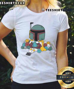 Funny Yarn Hunter Star Wars knitting ladies tee featuring playful graphics and vibrant colors for craft enthusiasts.