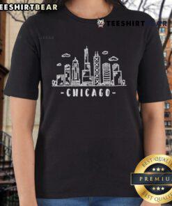 Stylish Godo Chicago Skyline Illinois ladies tee featuring a vibrant cityscape design, perfect for casual wear.
