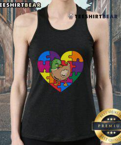 Good Autism Awareness Duck Heart Valentine's Day Puzzle Piece Tank Top for spreading love and understanding.