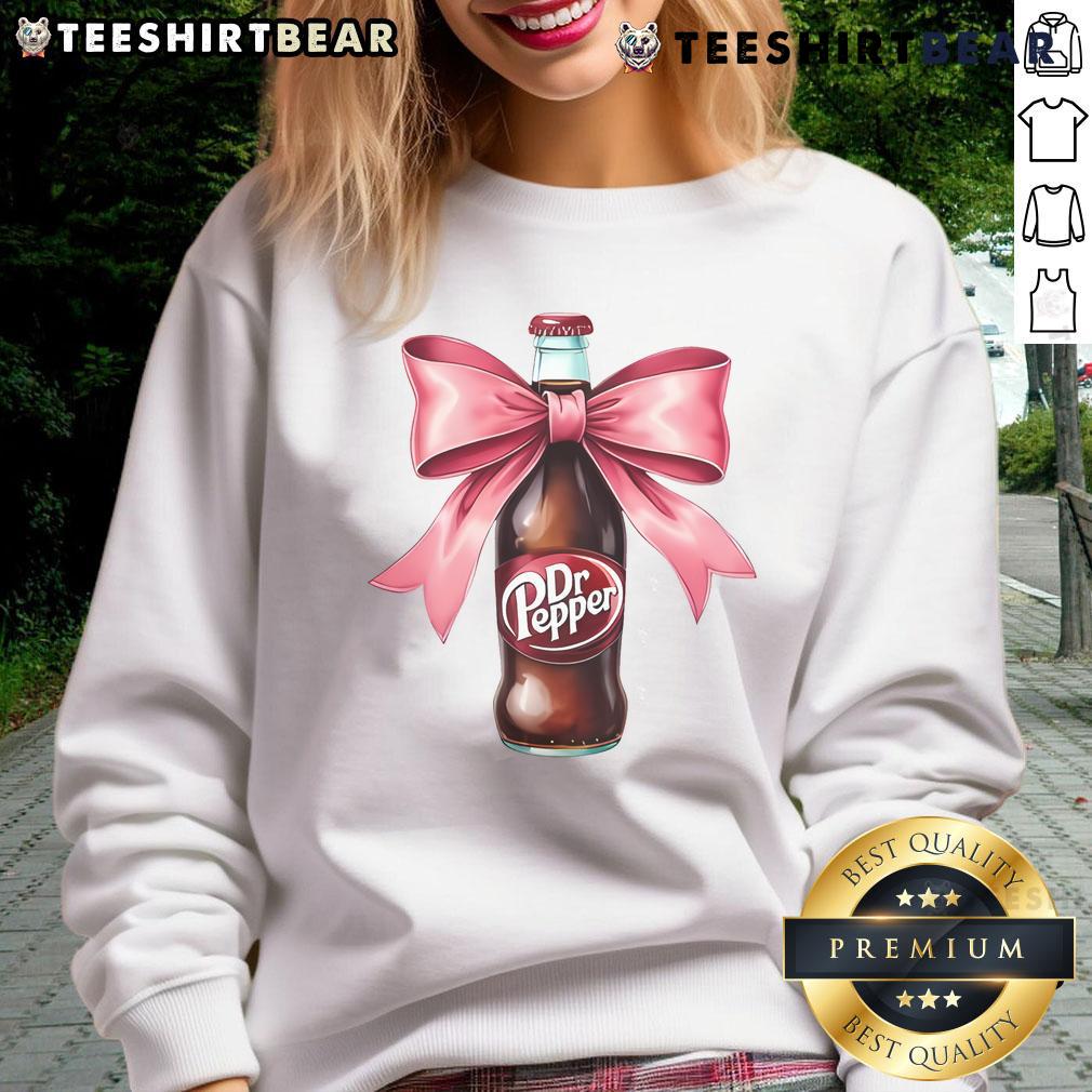 Good Dr Pepper pink bow coquette sweatshirt featuring a stylish design, perfect for casual and trendy outfits.