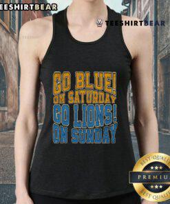 Good Go Blue on Saturday, Go Lion on Sunday football tank top for sports fans, showcasing team spirit and style.