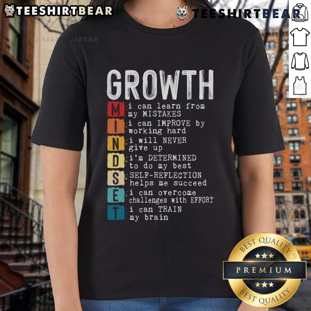 Good growth mindset definition on a positive motivational quote tee for ladies, promoting inspiration and self-improvement.