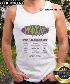Good Scratching Worldwide Fck The Ratz Madkat Worldtour tank top featuring vibrant graphics and bold text design.