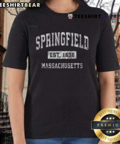 Vintage Springfield Massachusetts ladies tee featuring established sports design, perfect for casual wear and fandom.