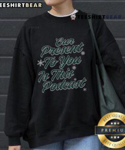 Good Suburb Talks podcast Christmas sweatshirt featuring festive design and cozy fit, perfect for holiday celebrations.