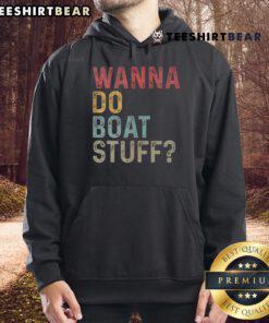 Good Vintage Wanna Do Boat Stuff Hoodie in navy blue, perfect for boating enthusiasts and casual wear.